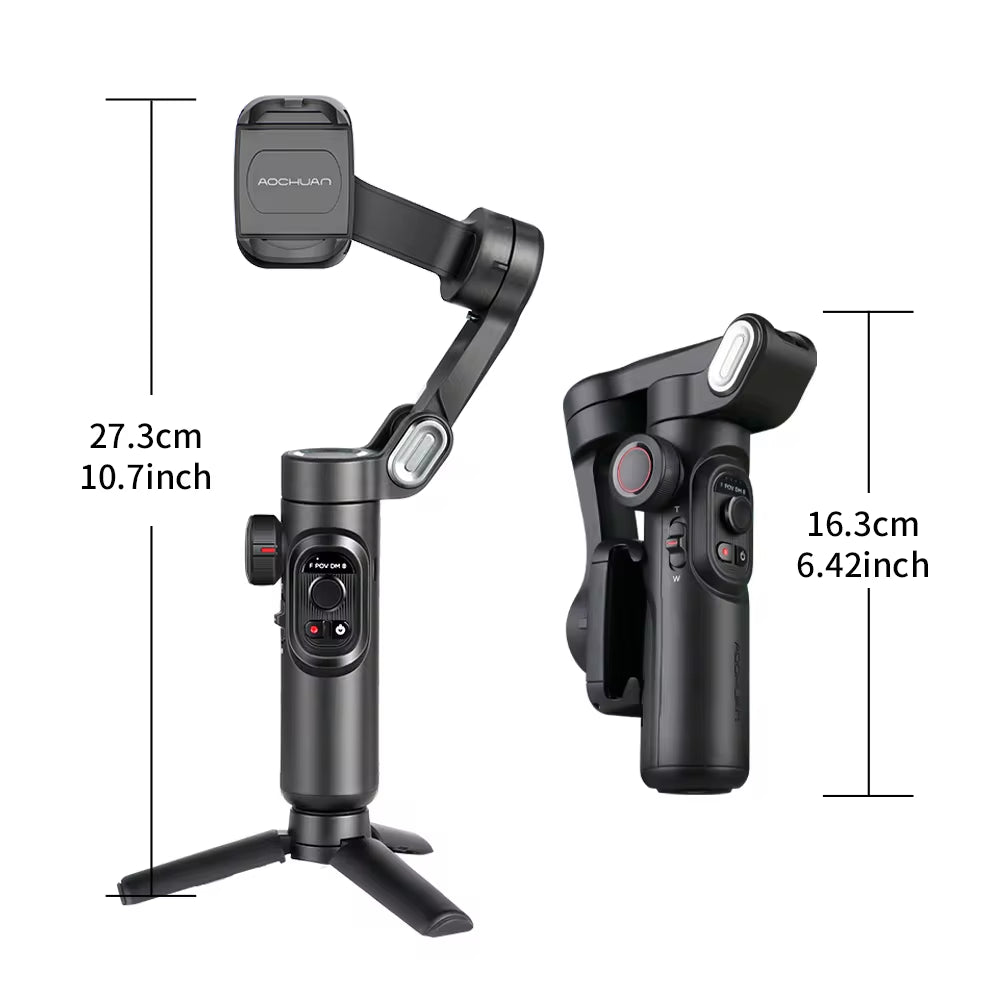 AOCHUAN 3-Axis Handheld Gimbal Stabilizer For Smartphone With Fill Light! 