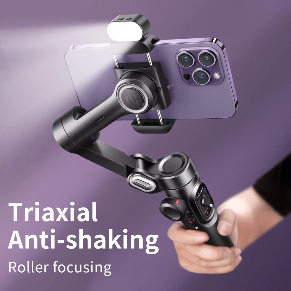 AOCHUAN 3-Axis Handheld Gimbal Stabilizer For Smartphone With Fill Light! 