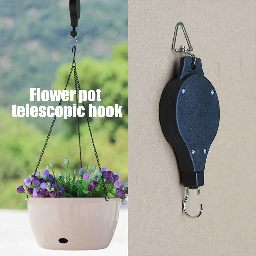 Adjustable Hanging Garden Baskets Pulley Set - Retractable Plant Hanger for Easy Flower Display