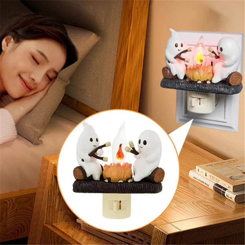 Cartoon Halloween Bonfire Flickering Night Light