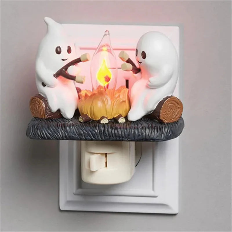 Cartoon Halloween Bonfire Flickering Night Light