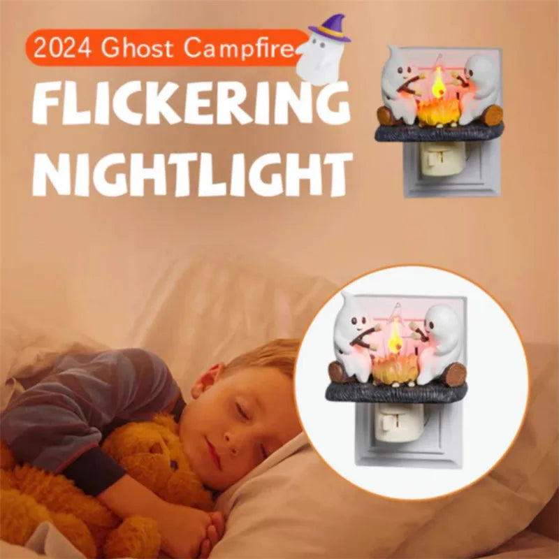 Cartoon Halloween Bonfire Flickering Night Light