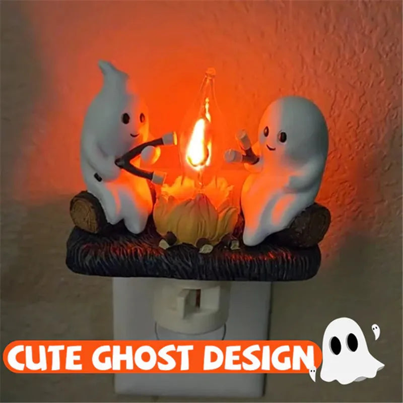 Cartoon Halloween Bonfire Flickering Night Light